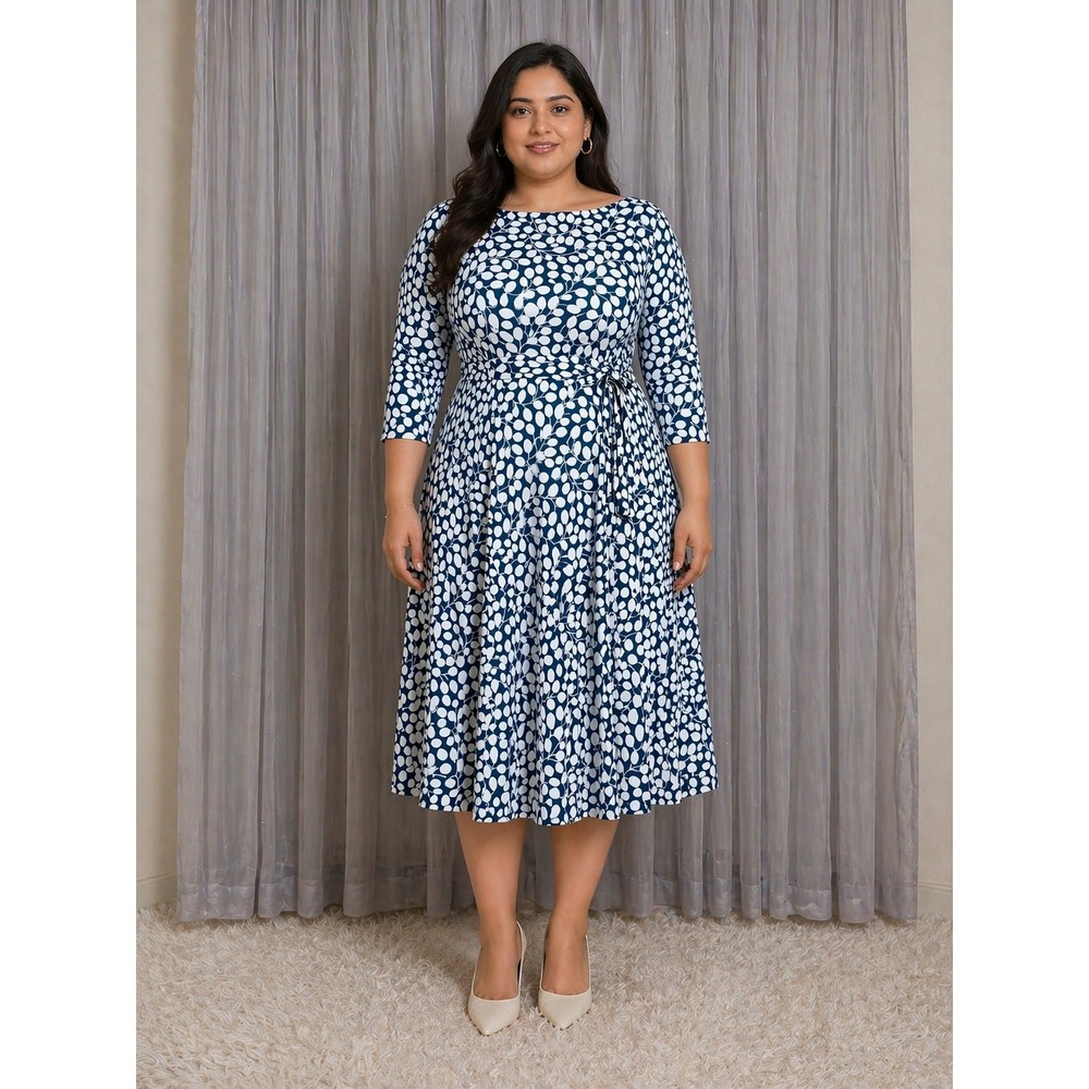 Cocktail Party Midi Dress Fit & Flare Cruise Resortwear Wedding Guest Size XL - Picture 2 of 7